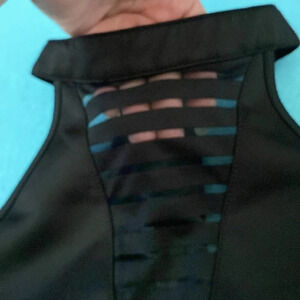 OHYES FASHION choker mock style mesh thong bodysuit zipper back NEW size L